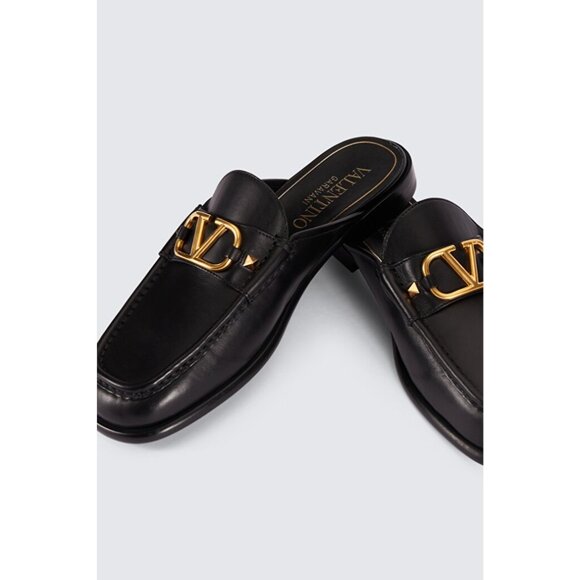 VALENTINO GARAVANI Men's V-Logo Leather Loafer BLACK SHOES SIZE 40 NEW